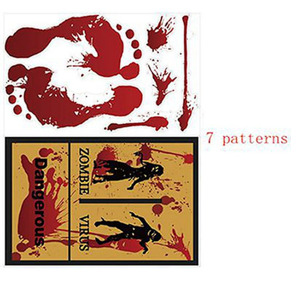 Store, flyttbare Happy Halloween-klistremerker Blodhender Halloween-dekorasjoner til hjem, bad, toalett, skrekkvinduer, veggklistremerker Style 4