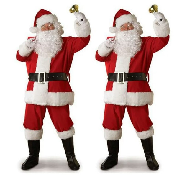Juleklær Gammel Mann Kostyme Gull Velvet Festivalstemning Cosplay Performance Klær Christmas 7-piece set