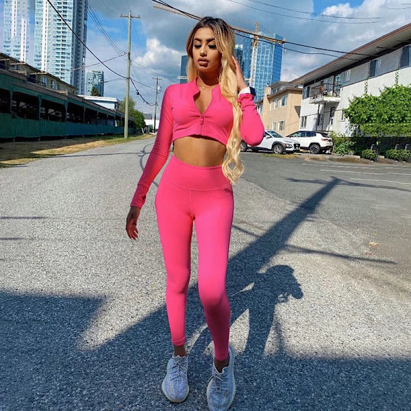 Yoga Set Träningsset Sportset Träningskläder Dam Outfit Sportkläder Red S