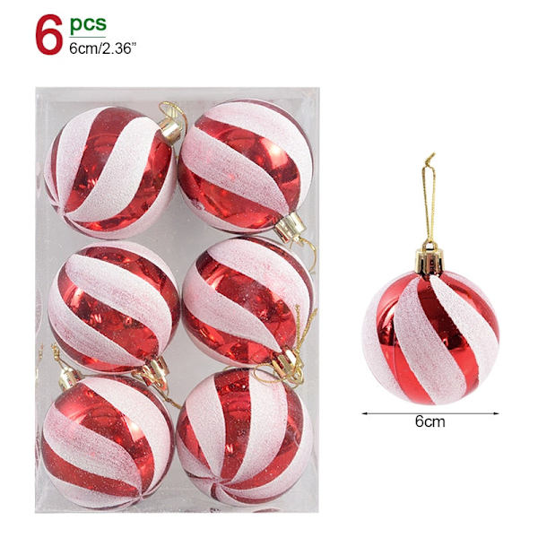 1 eske Julekuler Juletrepynt Julekule Xmas Hengende Treanheng Hjemmefestdekor 2023 Nyttårsgave Noel Navidad 6pcs 6cm-A as picture
