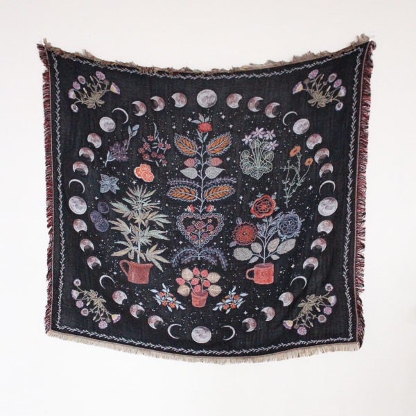 Nordisk Pläd Filt för Säng Sofföverdrag Vardagsrumsinredning Sofffilt Fritidsöverkast Utomhus Camping Picknickmatta Boho Tapestry XT07-7 130X160cm