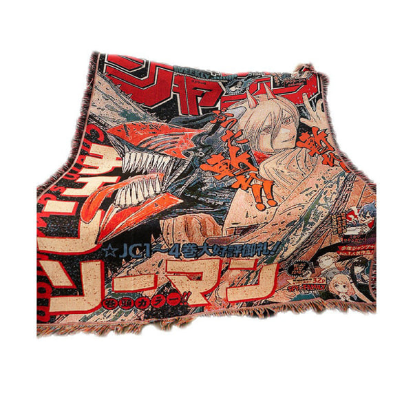 Anime Motorsåg Man Spell Back Battle Dragon Ball Chenille Cover Utomhusfilt Dekorativ gobeläng Chainsaw man Thickened cotton chenille 130 X160cm