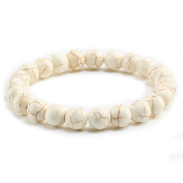 Natursten Lava Matt Hematit Pärlor Armband Mode Charm Buddha Bön Armband För Män Kvinnor Yoga Smycken Gåvor pulseras White porcelain 18cm