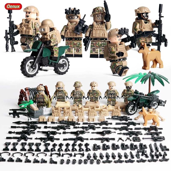 Militär jeepad bil Fordonsmodell Byggsten Mini Army Soldater Figurer Enlighten Brick MOC Leksak för barn Present Military Army 12