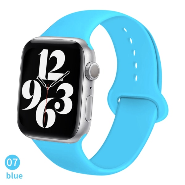 Silikonrem för Apple Watch -band 6 44mm 42mm 40mm 38mm Smart armband av gummi iWatch-band för Series 6 SE 5 4 3 2 se Blue 38MM or 40MM SM