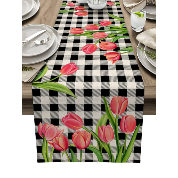 Blå Tulpan Bordslöpare för Matbord Köksinredning Fläckresistent Matbordsduk Rektangulär Bordslöpare 200-33cm 78-13inch LXM11245