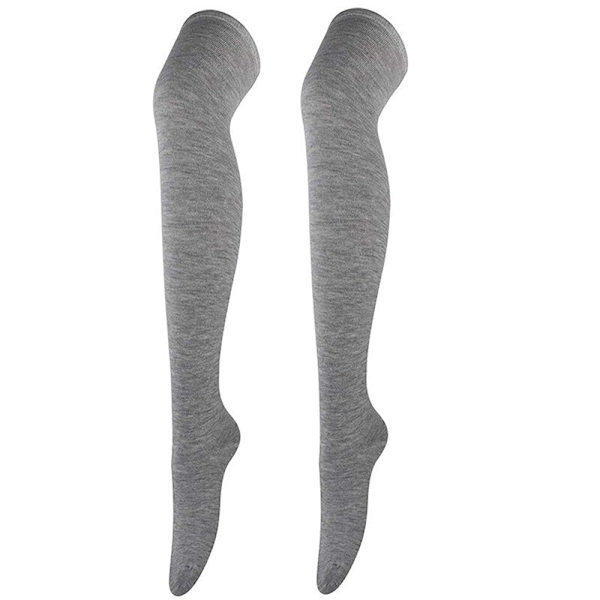 Naisten pitkät sukat syksy talvi korkeat sukat tytöille sopivat kaikkeen polven yli sukat esiintymisasut cosplay lämpimät 4 grey  54cm One Size