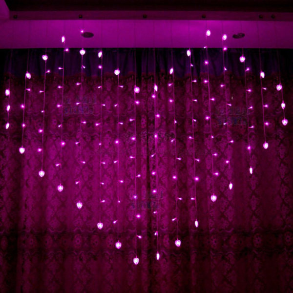 128 LED Ljusslinga Islykta Gardin Kärlek Hjärta Form Heminredning Multicolor
