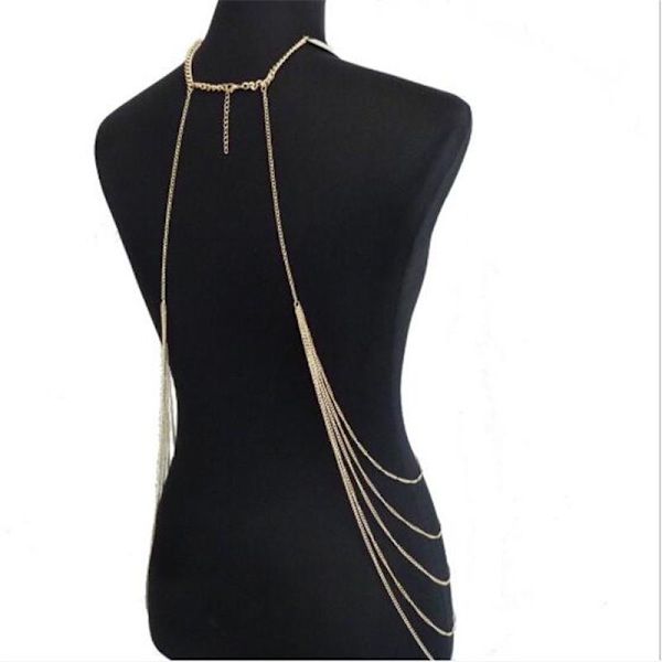 Europeiskt och amerikanskt metall stort halsband överdriven personlighet tofs kroppskedja Default Title
