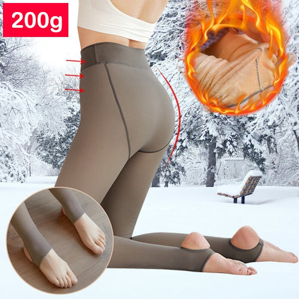 Vinter Varma Isolerade Tights Dam Leggings Elastiska Tjocka Fleece Tights Hög Midja Termiska Leggings Tights Hud-Transparent style 5- 200g One Size