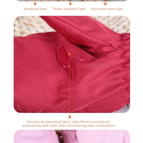 Varme, vindtette vinterhansker for barn, gutter og jenter, for ski, sykling, klatring, utendørs, vanntette babyvotter med tegneserie Bluedino for 5-8T