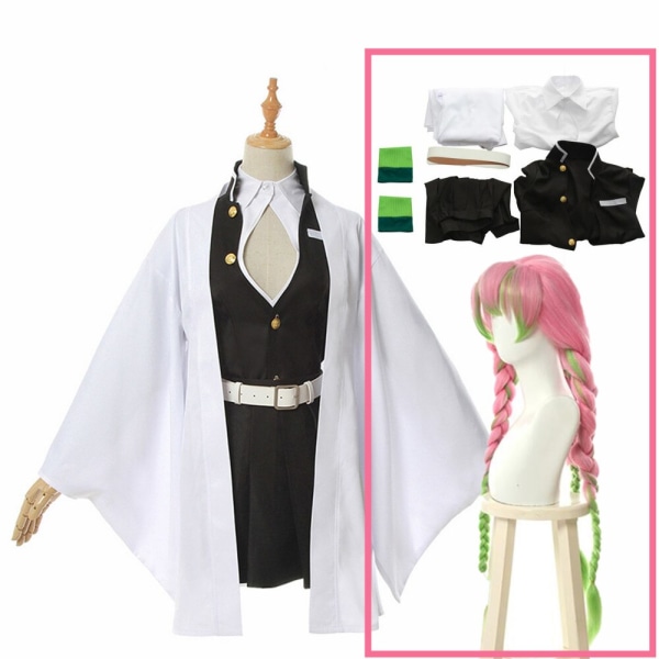 Voksen Barn Demon Slayer Kimetsu no Yaiba Anime Kimono Kanroji Mitsuri Cosplay Kostyme A2 only costume M