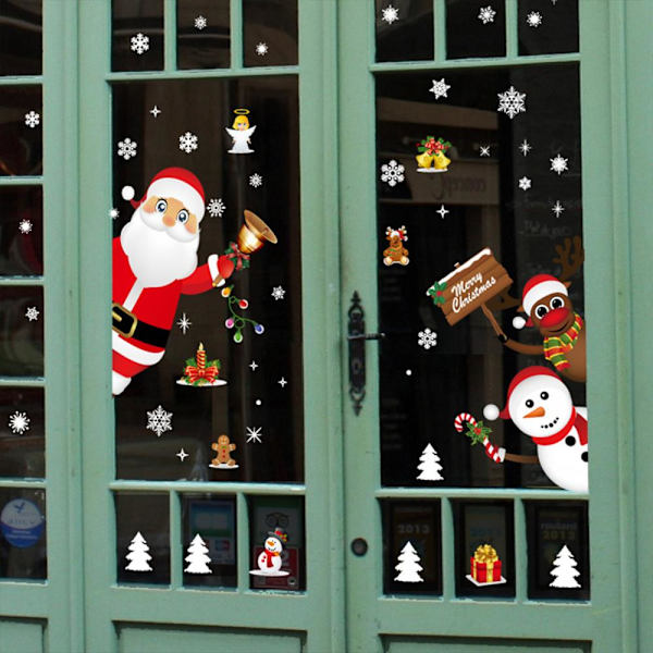 Jul Väggdekaler Fönster Festival Dekaler Jultomten Snögubbe Juldekorationer för Hem Ornament Jul Nyår Window Sticker 5
