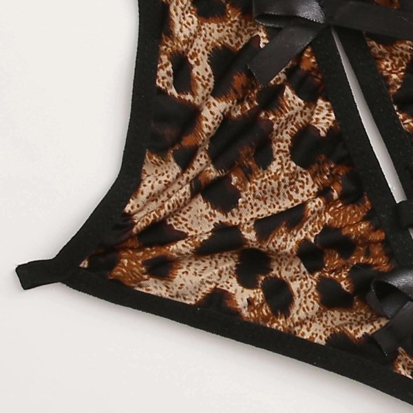 TAM Satin Silk Pyjamas Leopardtryck Pyjamas Underkläder Nattkläder Satin Brown M