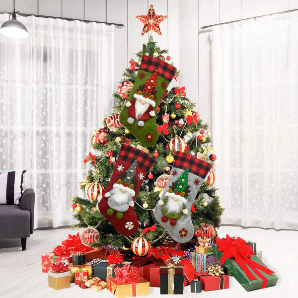 2023 Jul Dekorativ Gåva Ansiktslös Docka Julstrumpor Hänge Jultomte Barn Julklappspåse Red