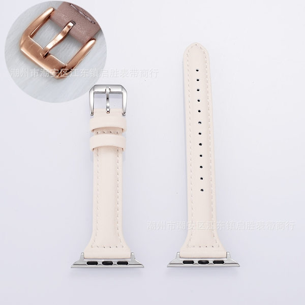 Urrem til Apple Watch iWatch Interface 42/44/45/49mm Beige Abrikos PG Slank Talje - Rosaguld Spænde