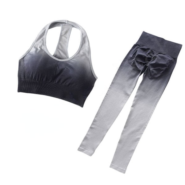 Set Gym Fitness Kläder Tränings Leggings Sportkläder för kvinnor suit-gray M