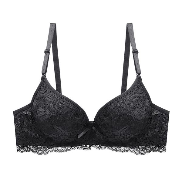 Behåar för Kvinnor Med Bygel Underkläder Spets BH Bralette Sexiga Underkläder Behå BH Topp Black 40C