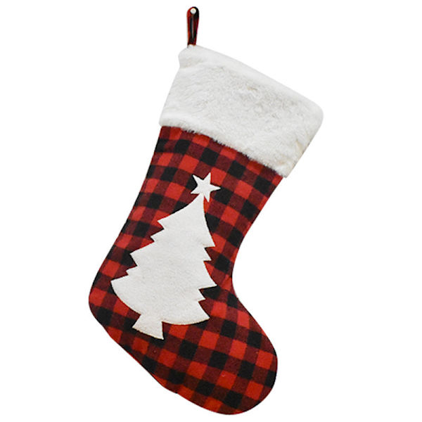 Juldekorationsmaterial Svart och Röd Rutig Julstrumpa Barnens Presentpåse Godispåse Balettstrumpor Christmas tree