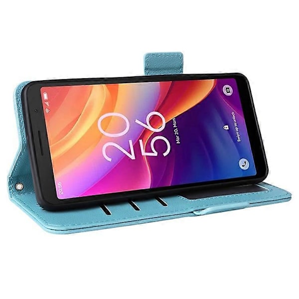Kompatibelt för TCL 501 T433D Läderfodral Plånboksställ Litchi Textur Telefonskal Grossist LightBlue