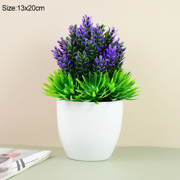 Konstgjorda växter i kruka Grön Bonsai Litet Träd Gräs Växter Kruka Ornament Falska Blommor för Hem Trädgård Dekoration Bröllopsfest B