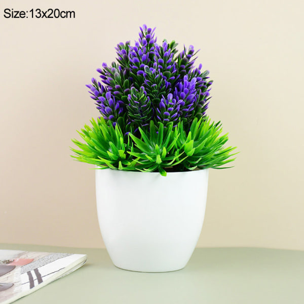 Kunstige planter i potte Grønn Bonsai Lite tre Gressplanter Potte Ornament Falske blomster for hjem hage dekorasjon Bryllupsfest C