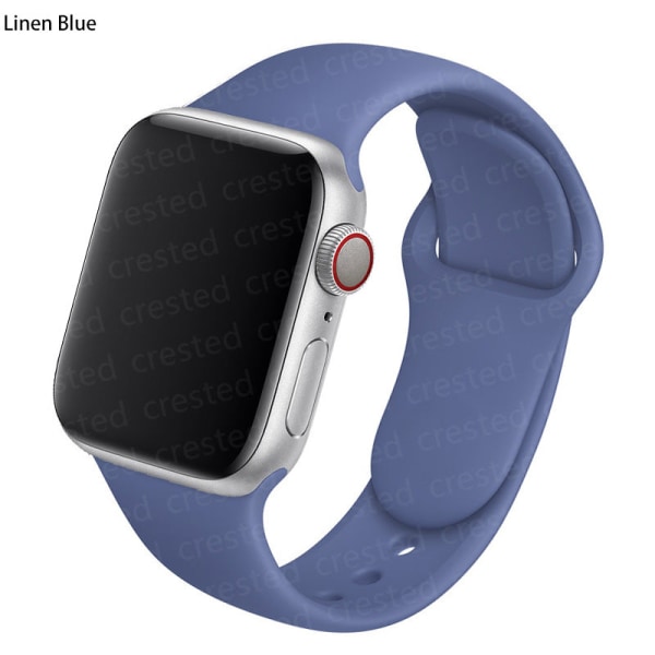 Silikonrem för Apple Watch Band 44mm 40mm 38mm 42Mm Correa Iwatch Serie Se 6 5 4 3 Armband Apple Watch Series 7 45mm 41mm Linen Blue 42 44 45 mm M-L