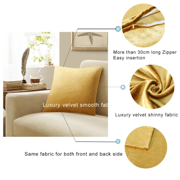 2-pack Guld Dekorativa Kuddfodral Överdrag för Soffa Säng Modern Lyx Enfärgad Sammet Hem Kuddöverdrag Silver 2 Packs 50CM X 50CM Blue