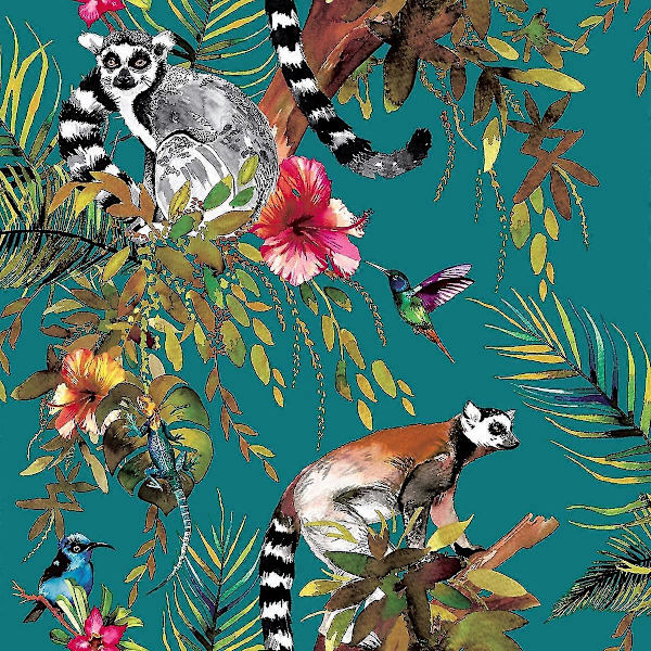 Lemur Tapet Holden Teal Teal
