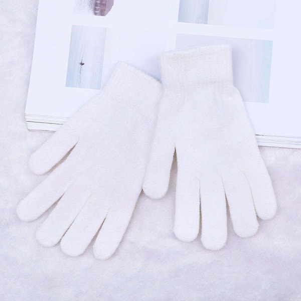 Vinter Dame Kasjmir Strikkede Hansker Høst Håndvarmer Tykk Fôring Hel Finger Votter Ski Korte Håndledd Hansker Grey One Size
