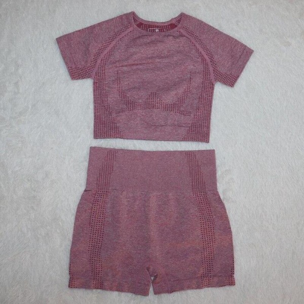 Yoga Set Träningskläder Sportset Gymkläder Träningsoverall Högmidjade Leggings För Kvinnor pink shorts set M