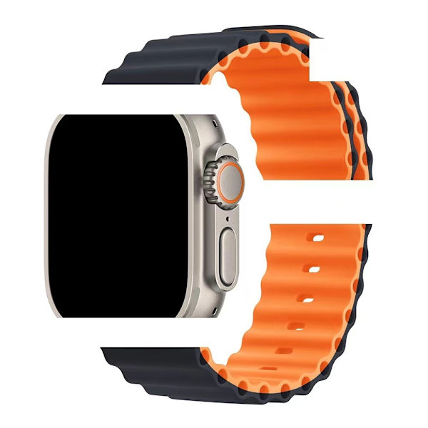 Kellon ranneke Apple Watch iWatch 38/40/41mm Keskiyö oranssilla