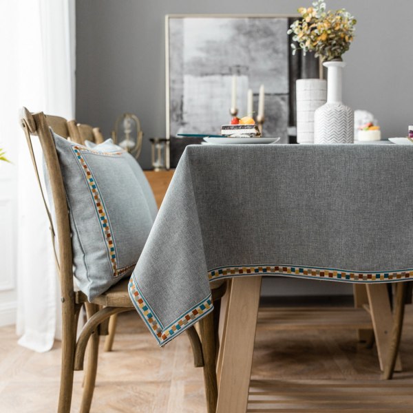Rektangulær duk i lin Jacquard Rød Imitasjon Bomull Lin Juleduk Pure Green. Embroidery 130*240cm