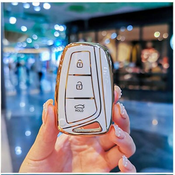 Mjukt TPU Bilnyckelskydd Fjärrkontrollfodral För Hyundai Santa Fe Sport Ix45 Equus Centennial Genesis G80 Grandeur Azera 2013-2016 Skal 4 btn white