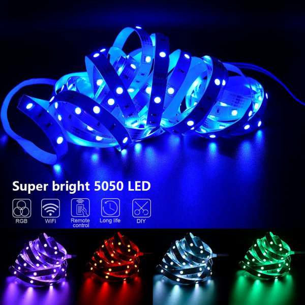LED Strip Light RGB 5050/SMD2835 Flexible Ribbon DIY Led Light Strip RGB Tape Diode DC 12V bluetooth julbelysning 5050 music 20key 15m 0 - 5W