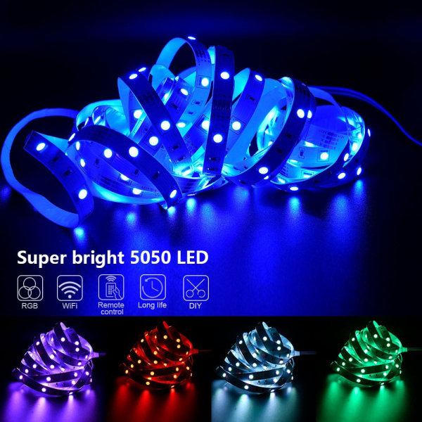 LED Strip Lys RGB 5050/SMD2835 Fleksibel Ribbon DIY Led Lysstripe RGB Tape Diode DC 12V bluetooth Julelys WS2811 5M 0 - 5W