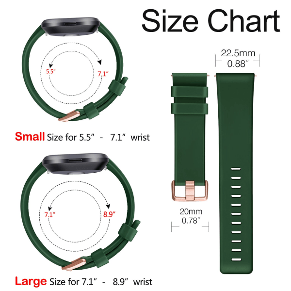 Watch för Fitbit Versa 2 SE-rem Silikon Sportarmband för Fitbit Versa Lite Armband Smartwatch Tillbehör green size S for versa 2
