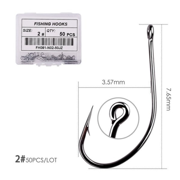 Fishhook 50st 10st Belagd Högkolhaltigt Rostfritt Stål Hullingförsedda Karpfiskekrokar Paket med Originalförpackning Fiskekrok Utrustning Size 15 - 50pcs