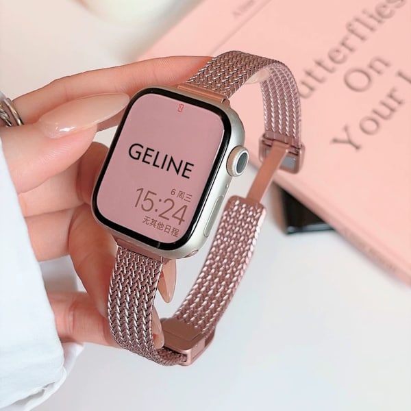 Klockarmband för Apple Watch iWatch 1-9 generation SE 38-40-41mm Rosa Magnetspänne