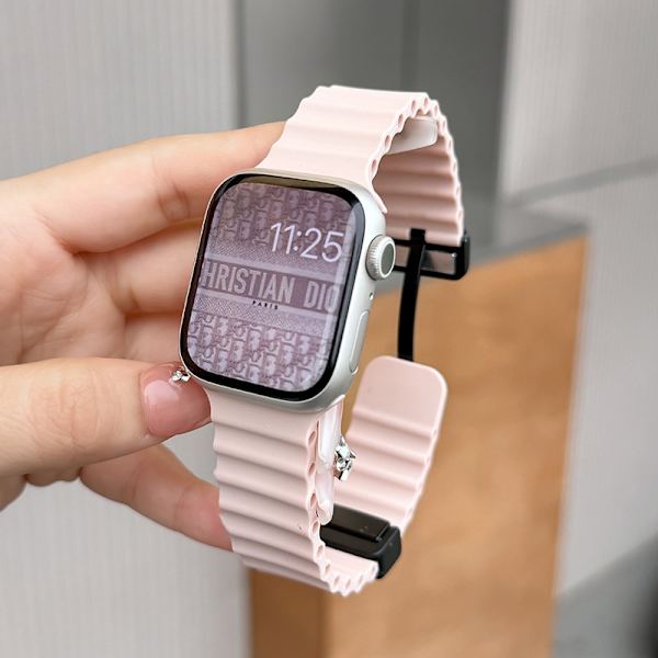 Urrem til Apple Watch iWatch S10 42mm 8mm/40mm/41mm Universal Marine Magnetisk Urrem - Lys Pink