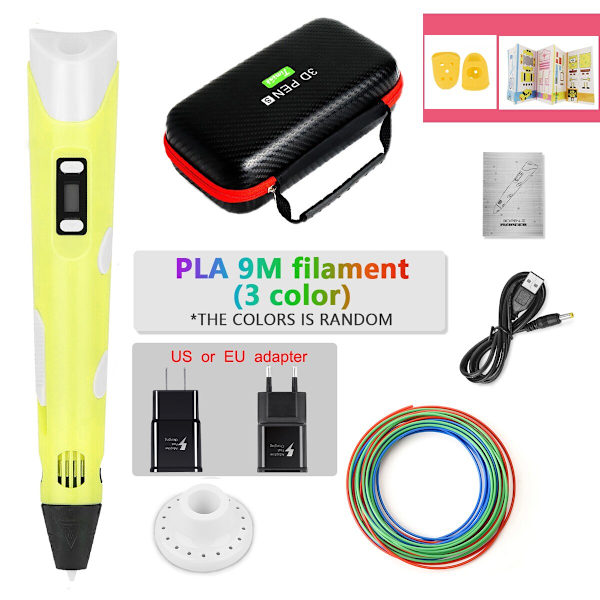DIY 3D-penna för barn 3D-utskriftspennor Ritpennor med PLA-filament Nyhetspresent till barn Födelsedagspresent Julklapp PLA Filagment Yellow-9M
