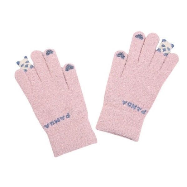 Wecute Børnehandsker Voksen Kawaii Kuldebeskyttelse Nye Vinter Plys Handsker Stræk Strik Touch Screen Tykke Fleece Ridehandsker Beige