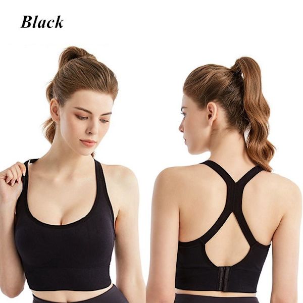 Naisten urheiluliivit treeniin Push Up Saumattomat Seksikkäät Nopeasti Kuivuvat Jooga Fitness Irrotettavat Pehmusteet Iskunkestävät Juoksu Langattomat X-muotoinen Selkä Black 2XL