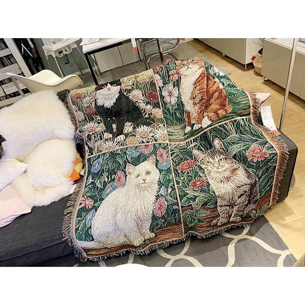 Katte Stof Håndværk Tapestry Multifunktionelt Tæppe Væg Dekorativt Tæppe Kæledyrstæppe Sofa Håndklæde Betræk Klud Four cats 130 * 160cm