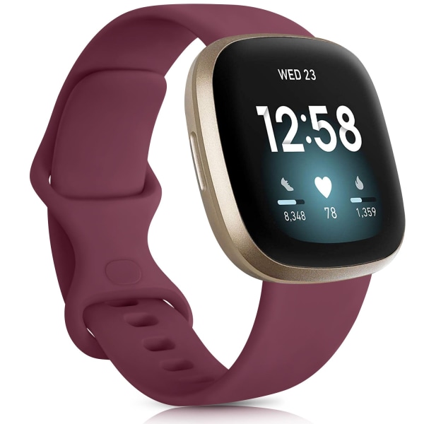 Kellon ranneke Fitbit Versa 3 -rannekkeelle Silikoninen ranneke Vaihto Fitbit Sense -rannekkeelle Correa-lisävarusteet Ruusukulta Hopea purple size L for Versa3