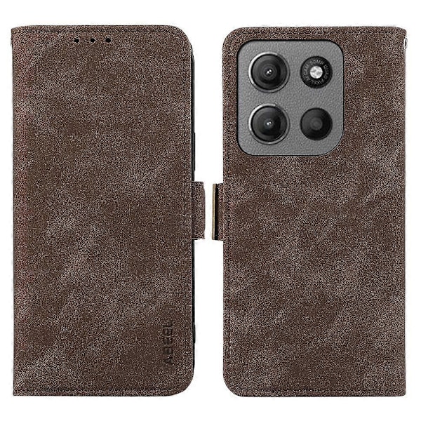 ABEEL Frostat Magnetiskt RFID Läder Telefonfodral Brown For Motorola Edge 60 Fusion