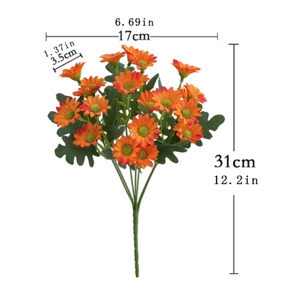 5 kpl Keinotekoisia kukkia Kasvit 31cm Auringonkukka Värikäs Pieni Daisy Silkki Koti Puutarhakoristelu Krysanteemi Häät DIY Juhlat A-38Orange