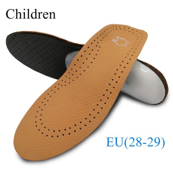 Ortotisk innersula i läder för platt fot valvstöd Ortopediska skor sulor för fötter Män Kvinnor Barn O/X Ben Korrigerad as photo EU(28-29) 19cm