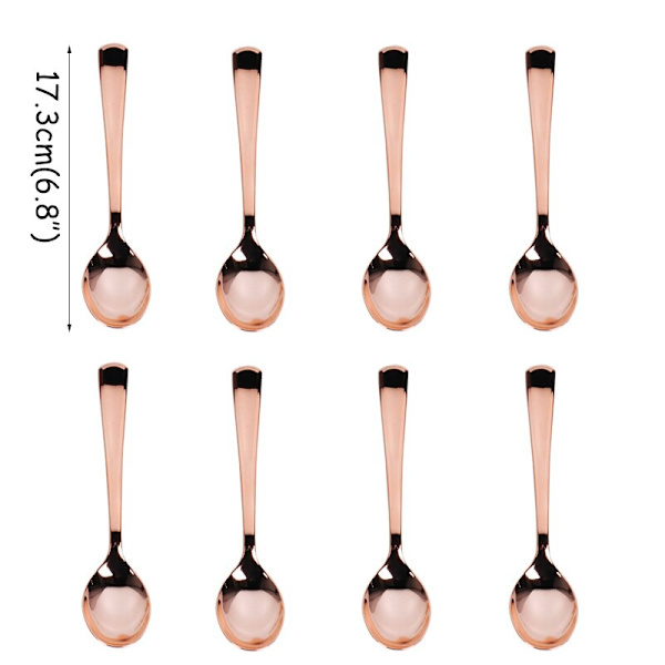 Roséguld Party Engångsartiklar Tallrik Sifferballong Flicka Födelsedagsfest Bröllopsdekor Vuxenfest Babyshower Dekor 8pcs Spoon