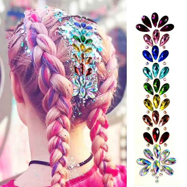 3D Kristallinen Otsatarra Musiikkifestivaali Hiusten Glitter Strassi Koristelu Vartalo Muoti Strassi Väliaikaiset Tatuointitarrat MP175F01